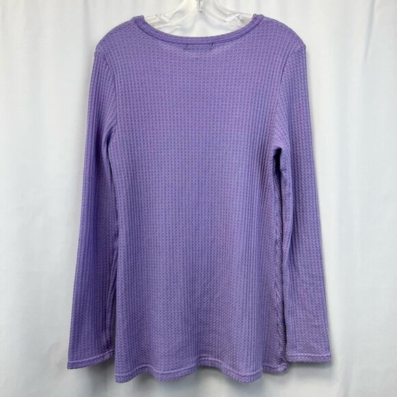 Uhapy Womens Casual Top Purple Long Sleeve Twist Front Waffle Knit Small - Picture 5 of 10